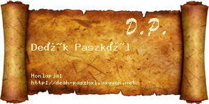 Deák Paszkál névjegykártya